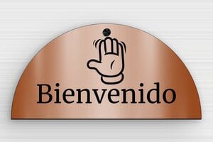 Carteles de Bienvenida - Placa de PVC para puerta 'Bienvenido' - undefined - cuivre-noir - screws-caps - es-placa-de-puerta-bienvenida-003-1-1747823240563