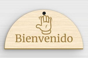 Placas de Madera para Puerta  - Placa de PVC para puerta 'Bienvenido' - undefined - erable - screws-caps - es-placa-de-puerta-de-madera-002-3-1747898378818