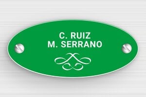 Placas Ovaladas - PVC - undefined - vert-blanc - screws - es-placa-dos-nombres-002-1-1747880221034