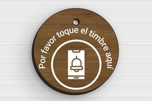 Placas de Timbre de Madera - Placa 'Por favor toque el timbre antes de entrar' - undefined - noyer - holes-only - es-placa-madera-timbre-003-1-1747825420841