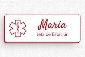 Placas Identificativas para Farmacia - Insignia PVC - Imán - undefined - blanc-rouge - badge - es-placa-nombre-026-3-1747823995534