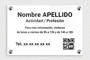 Placas para Fisioterapeutas - Plexiglás grabado - undefined - blanc-noir - screws-caps - es-placa-pro-codigo-qr-006-3-1748858105380