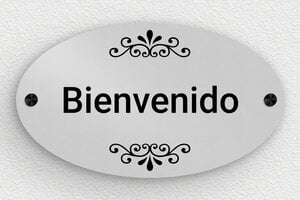 Placas de Aluminio para Puerta  - Placa de bienvenida ovalada - undefined - anodise - screws-caps - es-placa-puerta-aluminio-003-4-1747898286454
