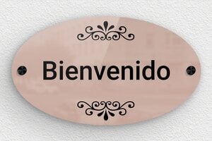 Placas de Metacrilato para Puerta  - Placa de bienvenida ovalada - undefined - miroir-rose-noir - screws-caps - es-placa-puerta-plexi-003-2-1747898552872
