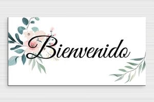 Placas para Puerta de Entrada - Placa de Entrada 'Bienvenido' con Patrón Floral - undefined - custom - glue - es-placa-turistica-bienvenido-004-1-1747823166620