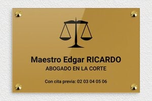 Placas para Despachos de Abogados - Plexiglás - undefined - or-fonce-noir - screws-caps - es-ppro-abogado-001-0-1748857473971