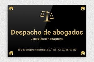 Placas para Despachos de Abogados - Plexiglás - undefined - noir-or - screws-caps - es-ppro-abogado-001-4-1748857629653