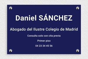Placas para Despachos de Abogados - PVC - undefined - bleu-marine-blanc - screws-caps - es-ppro-abogado-003-5-1748857519512
