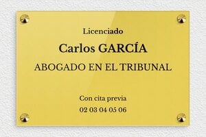 Placas para Despachos de Abogados - Plexiglás - undefined - or-clair-noir - screws-caps - es-ppro-abogado-cuadri-001-5-1748857484245