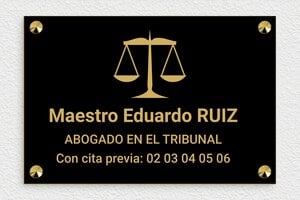Placas para Despachos de Abogados - PVC - undefined - noir-or - screws-caps - es-ppro-abogado-pvc-001-5-1748857644726