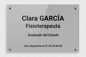 Placas para Fisioterapeutas - Plexiglás grabado - undefined - gris-noir - screws-caps - es-ppro-fisioterapeuta-001-1-1748857935598