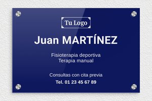 Placas para Fisioterapeutas - Plexiglás grabado - undefined - bleu-blanc - screws-caps - es-ppro-fisioterapeuta-002-4-1748858054805