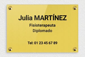 Placas para Fisioterapeutas - Plexiglás grabado - undefined - or-clair-noir - screws-caps - es-ppro-fisioterapeuta-005-4-1748857870784