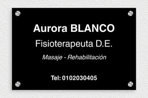 Placas para Fisioterapeutas - PVC grabado - undefined - noir-blanc - screws-caps - es-ppro-fisioterapeuta-007-1-1748857887081