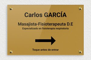 Placas para Fisioterapeutas - Plexiglás grabado - undefined - or-fonce-noir - screws-caps - es-ppro-masajista-kine-004-2-1748857995414