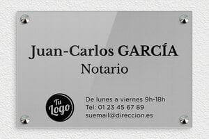 Placas para Notarios - Plexiglás - undefined - gris-noir - screws-caps - es-ppro-notario-001-4-1748857707954