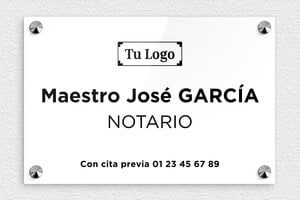 Placas para Notarios - Plexiglás - undefined - blanc-noir - screws-caps - es-ppro-notario-005-0-1748857776288