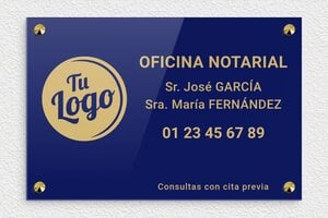 Placas para Notarios - Plexiglás - undefined - bleu-or - screws-caps - es-ppro-notario-010-1-1748857810767