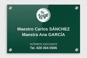 Placas para Notarios - Plexiglás - undefined - vert-blanc - screws-caps - es-ppro-notario-012-1-1748857742900