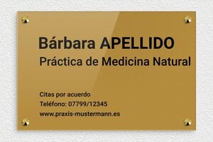 Placas para Naturópatas - Plexiglás - undefined - or-fonce-noir - screws-caps - es-practica-natural-001-1-1747820713785