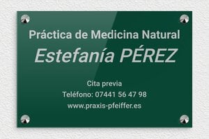 Placas para Naturópatas - Plexiglás - undefined - vert-argent - screws-caps - es-practica-natural-001-4-1747820932306