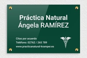 Placas para Naturópatas - Plexiglás - undefined - vert-blanc - screws-caps - es-practica-natural-003-1-1747820896548