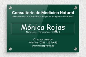 Placas para Naturópatas - Plexiglás - undefined - vert-blanc - screws-spacer - es-practica-natural-005-4-1747820837907
