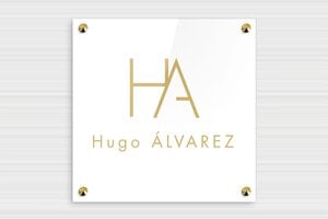 Placas de Metacrilato - Plexiglás - undefined - blanc-or - screws-caps - es-praxis-schild-plexi-019-3-1747900560793