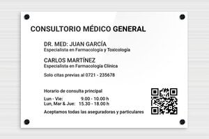 Placas Profesionales de Metacrilato - Plexiglás - undefined - blanc-noir - screws-caps - es-praxis-senal-plexi-002-2-1747888600769