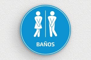 Placas Redondas - Señal redonda de baño de PVC azul cielo - undefined - bleu-ciel-blanc - glue - es-senal-de-bano-004-3-1747823783383