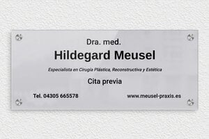 Placas Profesionales de Metacrilato - Plexiglás - undefined - miroir-argent-noir - screws-caps - es-senal-praxis-plexi-001-3-1747882257273