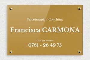 Placas para Psicólogos - Plexiglás - undefined - or-fonce-blanc - screws-caps - es-senal-praxis-psicologica-002-1-1747880669405