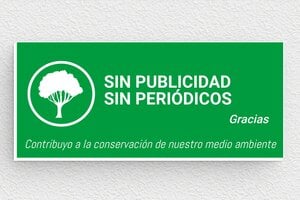 Placas "No Publicidad" para Buzón - Cartel 'Sin publicidad, sin folletos' - undefined - vert-blanc - glue - es-sin-publicidad-003-1-1747821393352