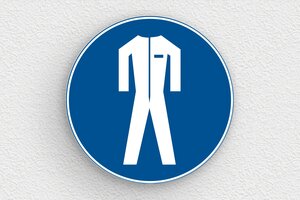 Gebotsschilder - Rundes Schild: Tragen von Schutzbekleidung ist Pflicht - 200 x 200 mm - PVC - bleu-blanc - glue - eu-panneau-sante-securite-001-3