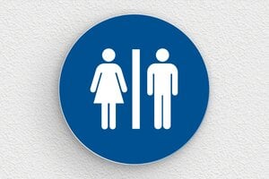 Wc schild - WC-Schild - PVC - Rund - Blau - 100 x 100 mm - 100 x 100 mm - PVC - bleu-blanc - glue - eu-pl-toilettes-010-1