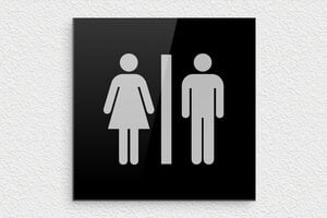 Hotelschilder - WC Schild - Plexiglas - 150 x 150 mm - 150 x 150 mm - Plexiglas - noir-argent - glue - eu-plaque-toilette-001-3