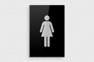 Hotelschilder - Plexiglas WC-Schild für Damen - 100 x 150 mm - Plexiglas - noir-argent - glue - eu-plaque-toilette-003-3