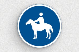 Pferdeschild - eu-secteur-association-attention-chevaux-004-3 - 300 x 300 mm - bleu-blanc - glue - eu-secteur-association-attention-chevaux-004-3