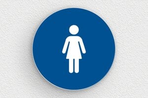 Wc schild - Rundes WC-Schild für Frauen - 100 x 100 mm - PVC - bleu-blanc - glue - eu-secteur-education-ecole-wc-003-2