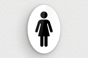 Wc schild - Frauentoilette Schild - Plexiglas - 100 x 150 mm - 100 x 150 mm - Plexiglas - blanc-noir - glue - eu-secteur-education-ecole-wc-010-2