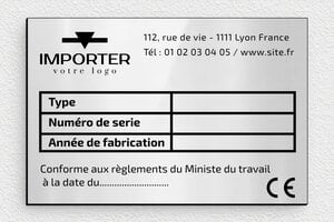 Plaque identification pour marquage industriel - gregregreg - 150 x 100 mm - gris-brillant-noir - glue - gregregreg