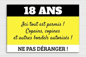 Humour anniversaire - Plaque anniversaire 18 ans - 300 x 200 mm - PVC - custom - glue - humour-anniversaire-18ans-001-3