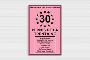 Humour anniversaire - Plaque permis de la trentaine - 200 x 300 mm - PVC - custom - glue - humour-anniversaire-30ans-003-3