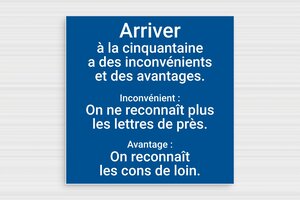 Humour anniversaire - Panneau la cinquantaine - 200 x 200 mm - PVC - bleu-blanc - glue - humour-anniversaire-50ans-003-3