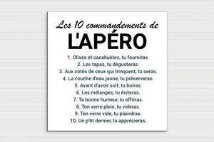 Plaque les dix commandements de l'apéro - Panneau les 10 commandements de l'apéro - 250 x 250 mm - PVC - custom - glue - humour-apero-001-1