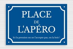 Panneau humour alcool - Plaque place de l'apéro - 300 x 200 mm - PVC - bleu-blanc - screws - humour-apero-001-3