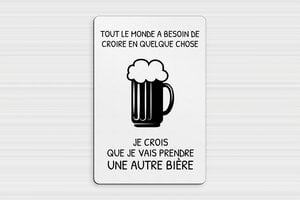 Panneau humour alcool - Plaque humoristique bière - 200 x 300 mm - PVC - gris-noir - glue - humour-biere-002-3