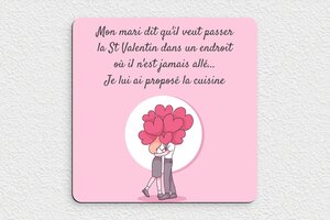 Panneau humour couple - Plaque St Valentin dans la cuisine - 200 x 200 mm - PVC - custom - glue - humour-couple-001-1