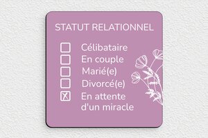 Panneau humour couple - Plaque de statut relationnel - 150 x 150 mm - PVC - custom - none - humour-couple-008-4