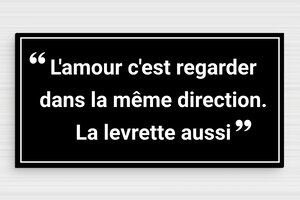 Panneaux de signalisation humoristiques - Regarder dans la même direction - L'amour et la levrette - Plaque humoristique - PVC - 200 x 100 mm - 200 x 100 mm - PVC - custom - glue - humour-couple-012-4